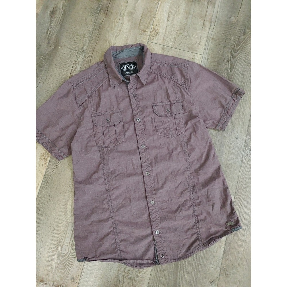 Men Buckle Black Rock Athletic Fit No 48 Plum Shirt L Short Sleeve Button Up